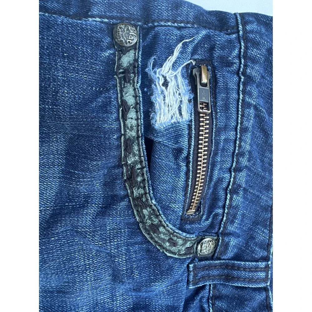 Blac Label Authentic Mens Jeans 40 Dark Wash‎ Distressed Snakeskin Trim Straight